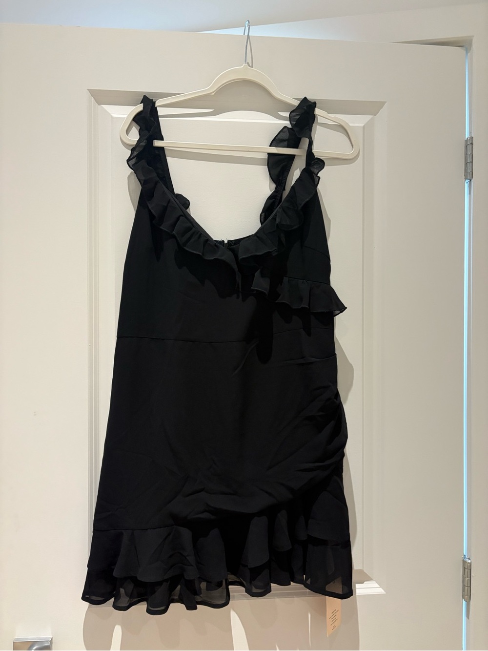 SHEIN Black Ruffle Slip Dress